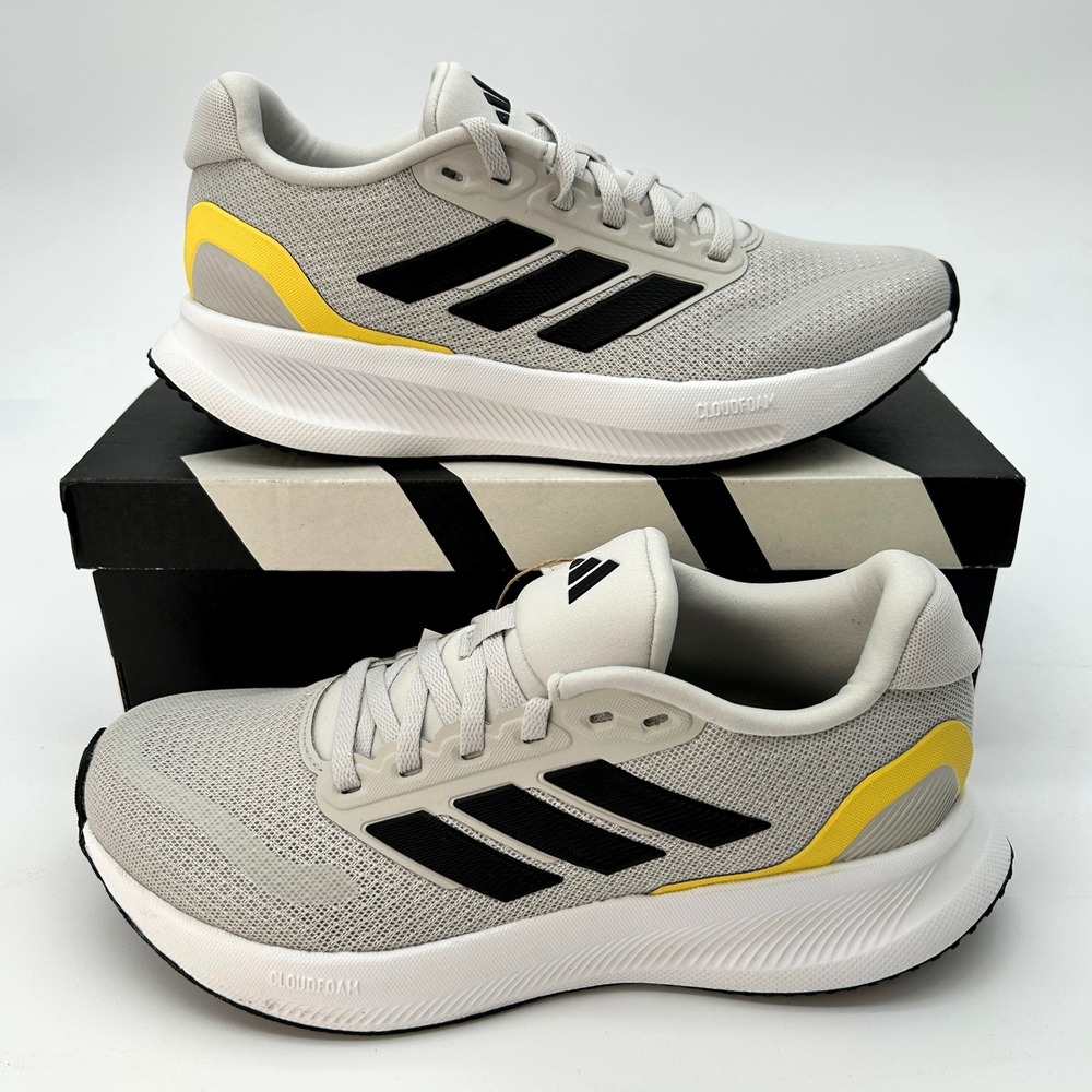 adidas Runfalcon 5 Womens Running Shoes Sz 5.5 Mesh Grey Black Yellow NEW JR3090
